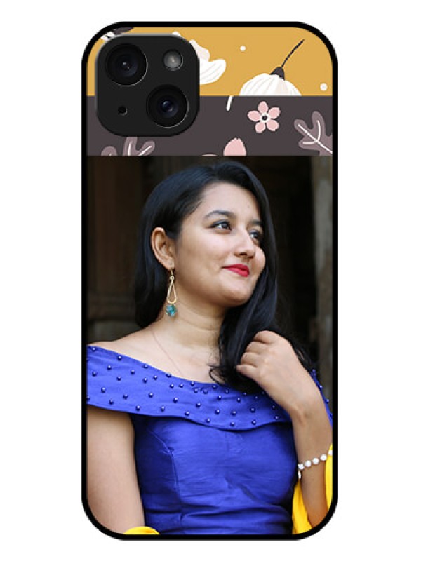 Custom iPhone 15 Plus Custom Metal Phone CaseStylish Floral Design