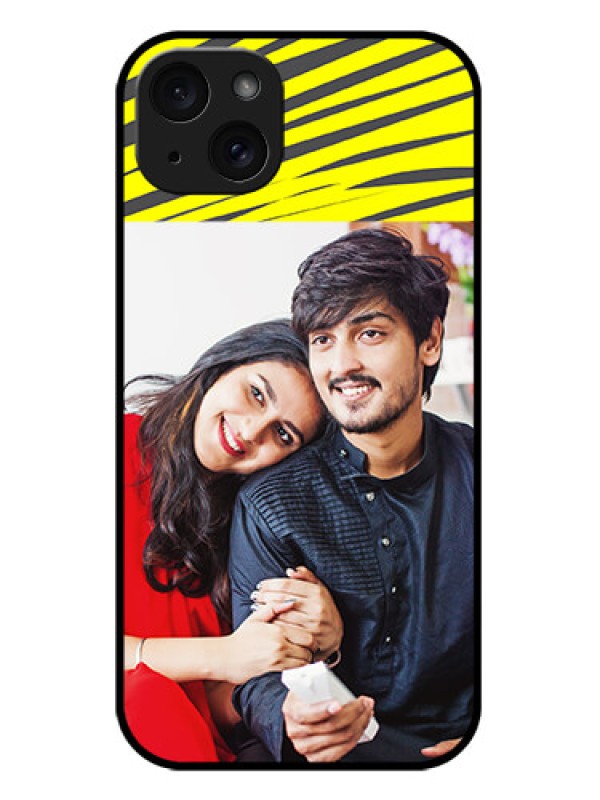 Custom iPhone 15 Plus Custom Metal Phone CaseYellow Abstract Design