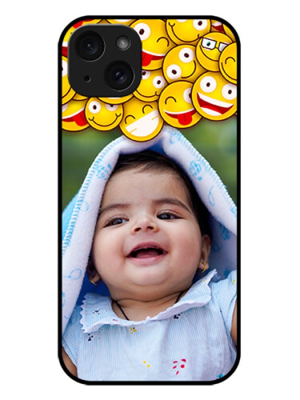 Custom iPhone 15 Plus Custom Metal Phone CaseWith Smiley Emoji Design
