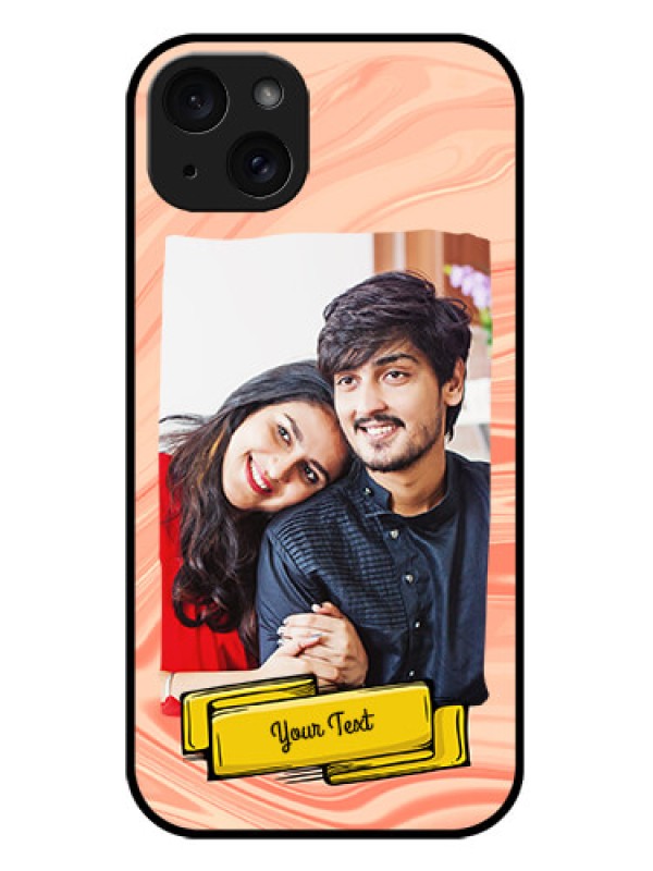 Custom iPhone 15 Plus Custom Metal Phone CaseMarble Texture Design