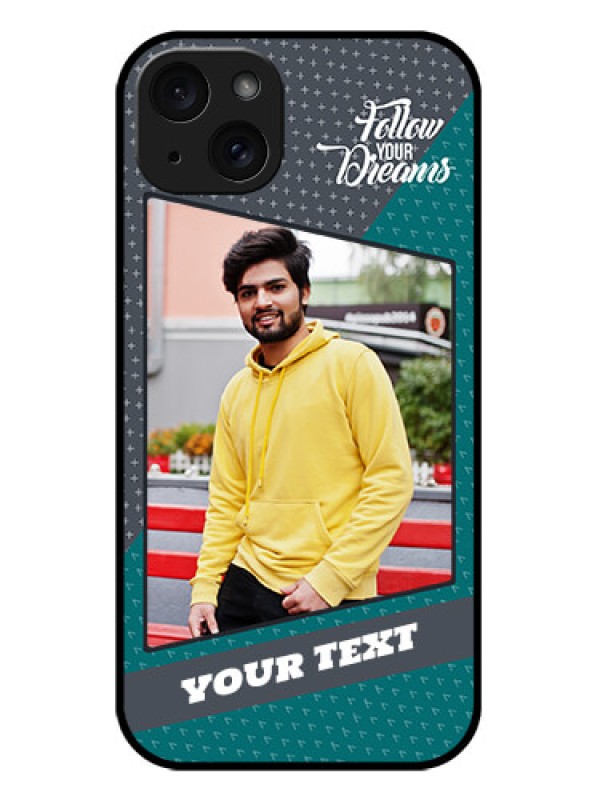 Custom iPhone 15 Plus Custom Metal Phone CaseBackground Pattern Design With Quote