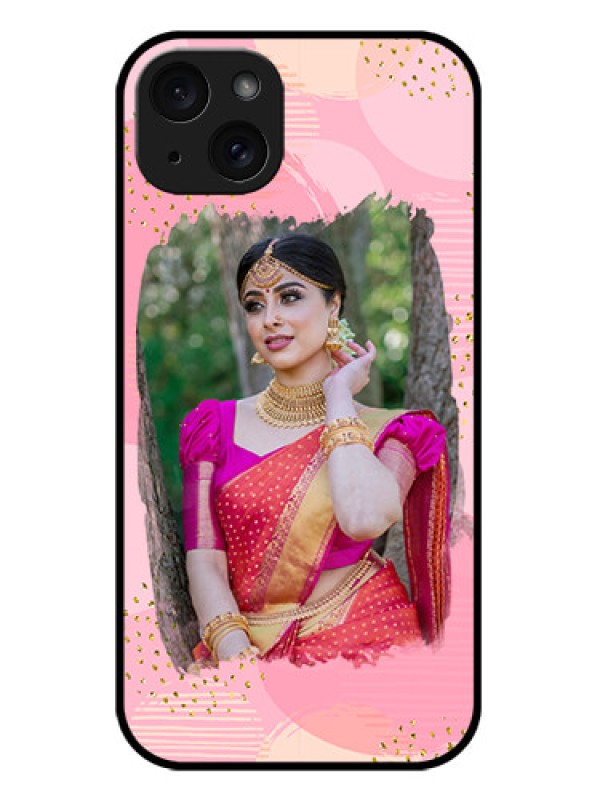 Custom iPhone 15 Plus Custom Metal Phone CaseGold Glitter Splash Design