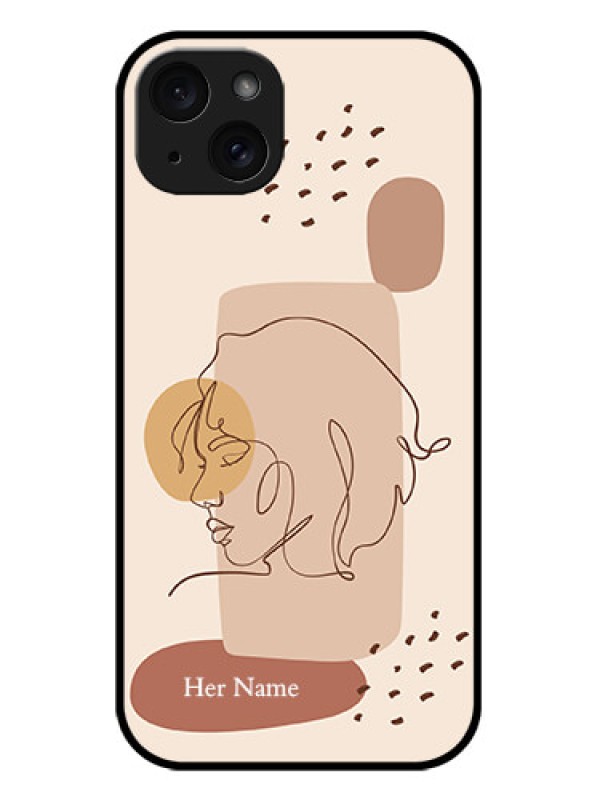 Custom iPhone 15 Plus Custom Metal Phone CaseCalm Woman Line Art Design