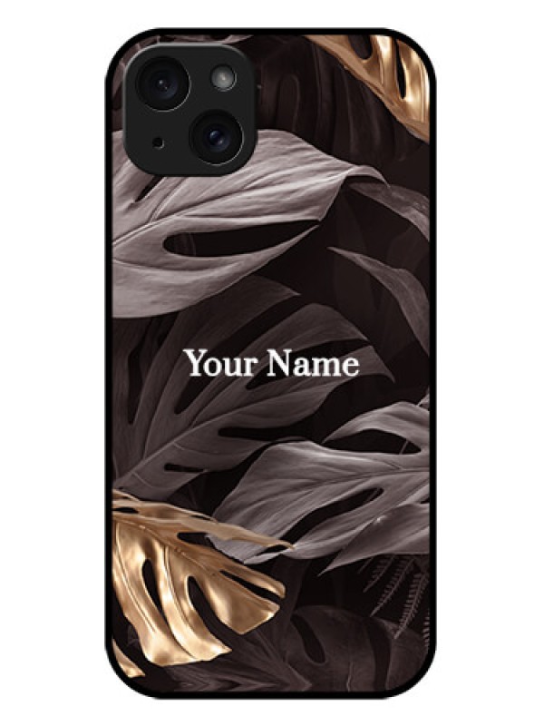 Custom iPhone 15 Plus Custom Metal Phone CaseWild Leaves Digital Paint Design
