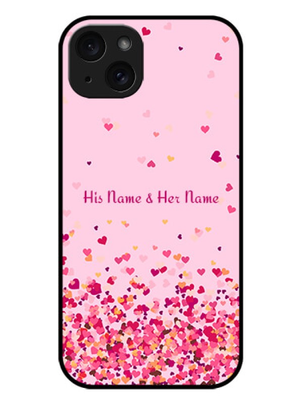 Custom iPhone 15 Plus Custom Metal Phone CaseFloating Hearts Design