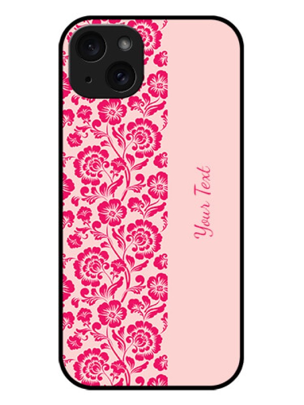 Custom iPhone 15 Plus Custom Metal Phone CaseAttractive Floral Pattern Design