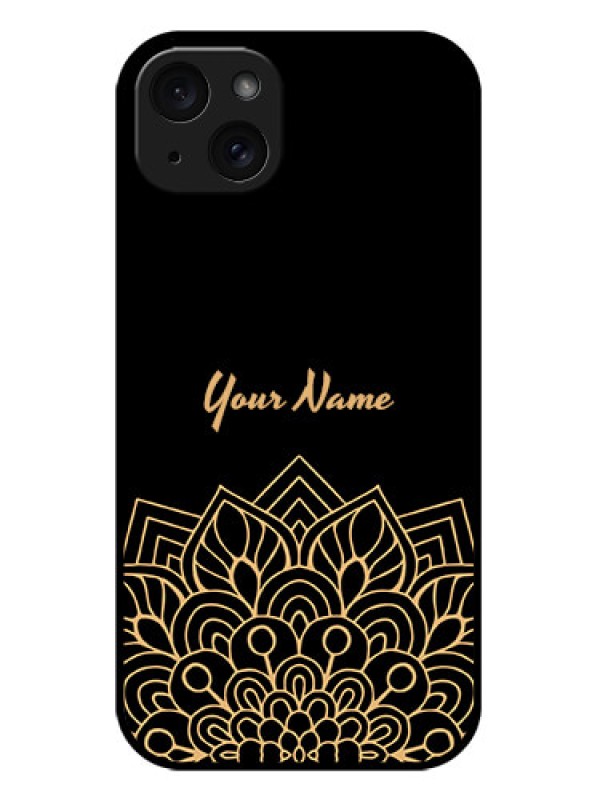 Custom iPhone 15 Plus Custom Metal Phone CaseGolden Mandala Design
