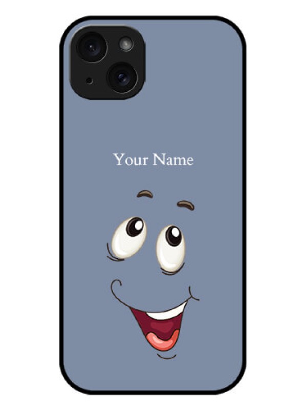 Custom iPhone 15 Plus Custom Metal Phone CaseLaughing Cartoon Face Design