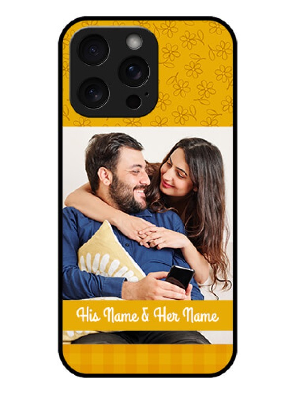 Custom iPhone 15 Pro Max Custom Metal Phone CaseYellow Floral Design