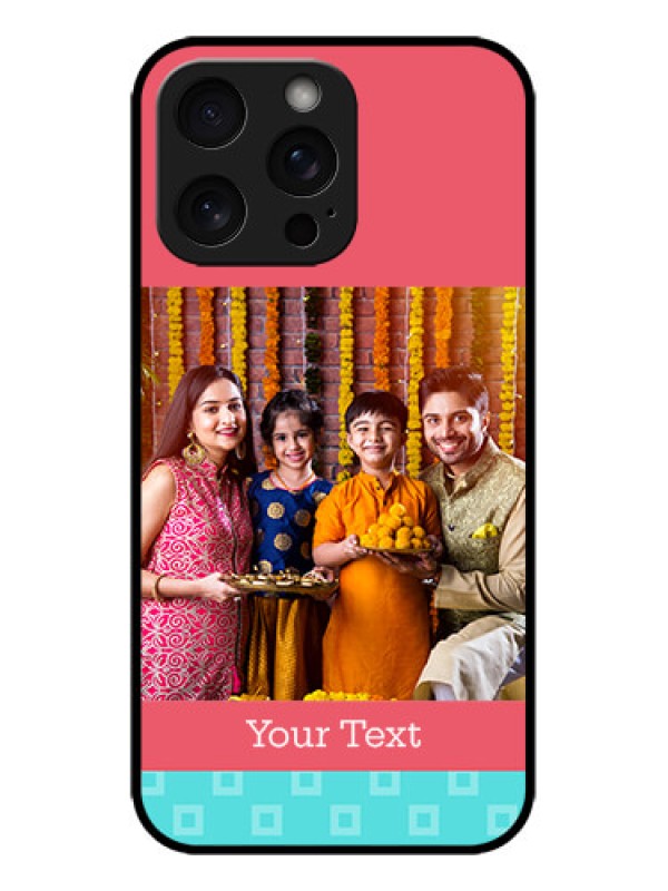 Custom iPhone 15 Pro Max Custom Metal Phone CasePeach and Blue Color Design