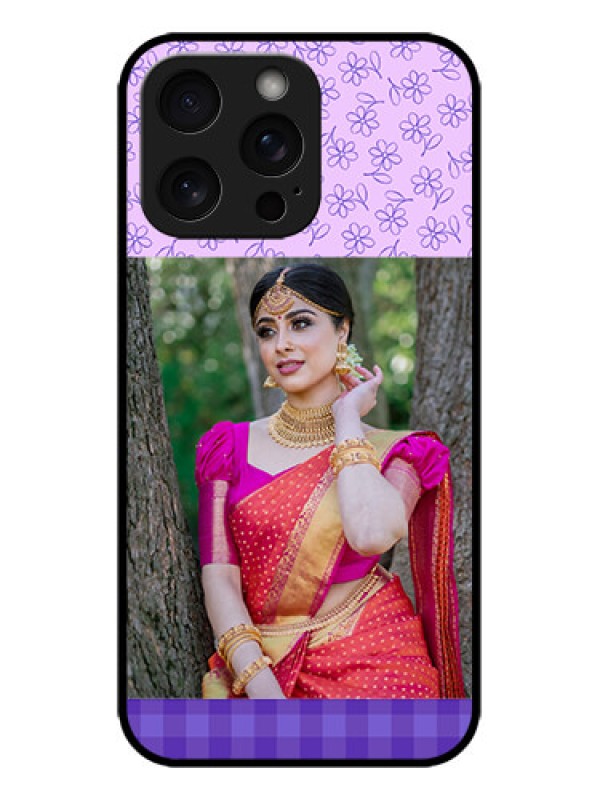 Custom iPhone 15 Pro Max Custom Metal Phone CasePurple Floral Design