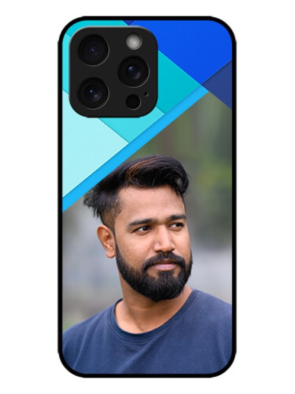 Custom iPhone 15 Pro Max Custom Metal Phone CaseBlue Pattern Design