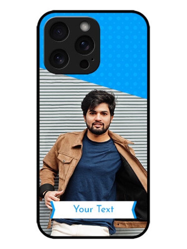 Custom iPhone 15 Pro Max Custom Metal Phone CaseSimple Blue Color Design