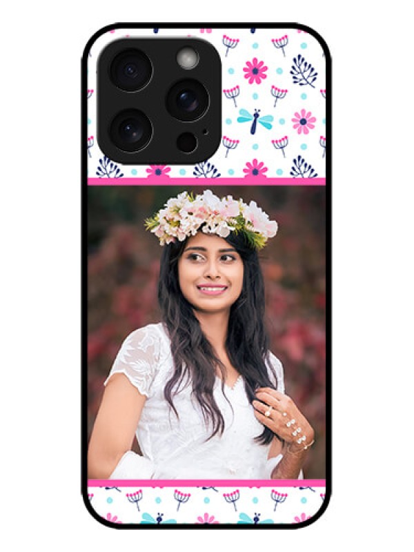 Custom iPhone 15 Pro Max Custom Metal Phone CaseColorful Flower Design