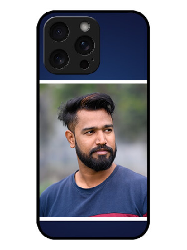 Custom iPhone 15 Pro Max Custom Metal Phone CaseSimple Royal Blue Design