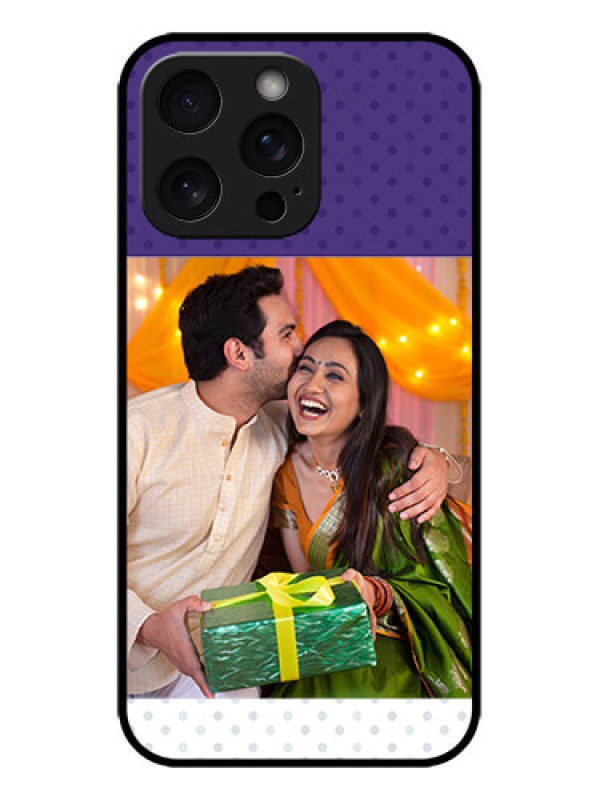 Custom iPhone 15 Pro Max Custom Metal Phone CaseViolet Colored Pattern Design