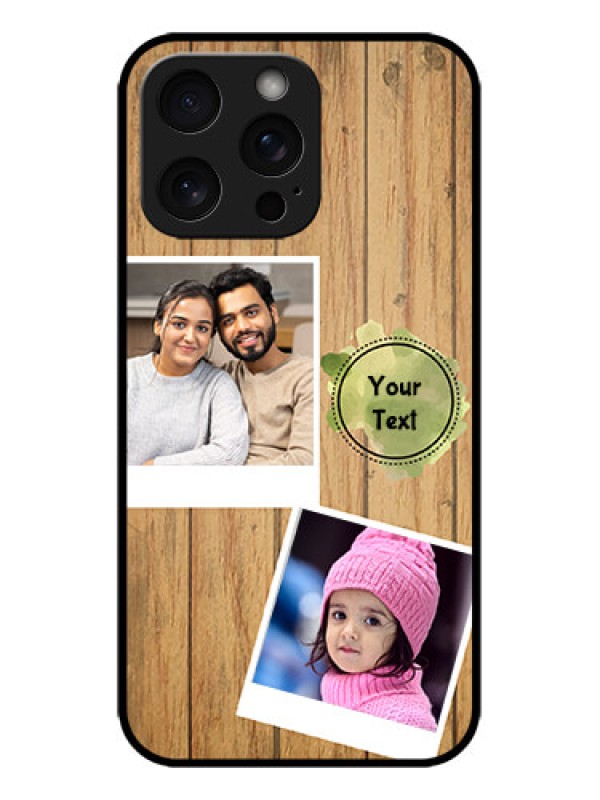 Custom iPhone 15 Pro Max Custom Metal Phone CaseWooden Texture Design