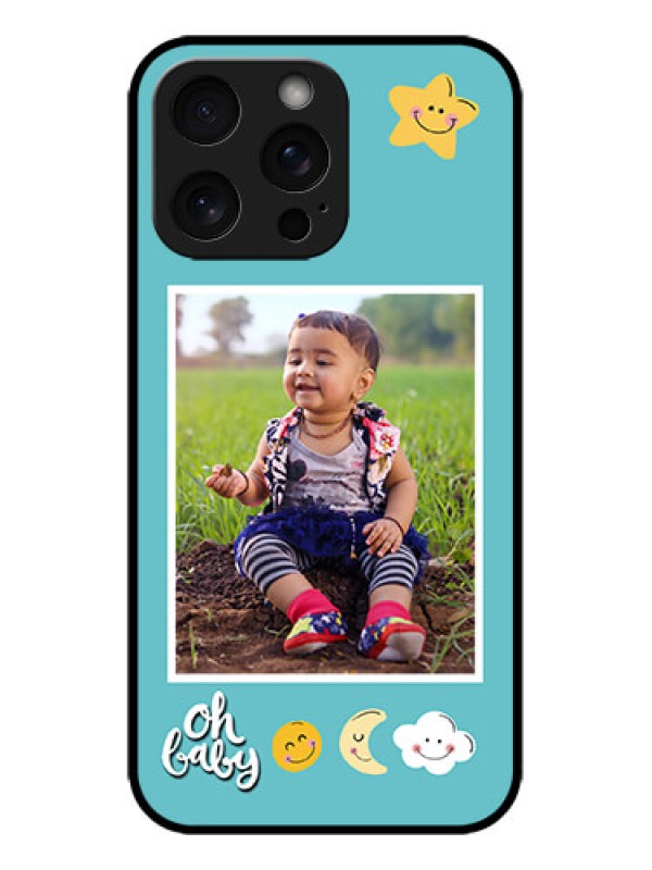 Custom iPhone 15 Pro Max Custom Metal Phone CaseSmiley Kids Stars Design