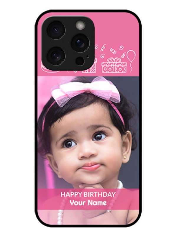 Custom iPhone 15 Pro Max Custom Metal Phone CaseWith Birthday Line Art Design