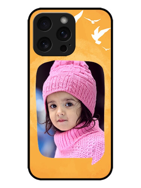 Custom iPhone 15 Pro Max Custom Metal Phone CaseWater Color Design With Bird Icons