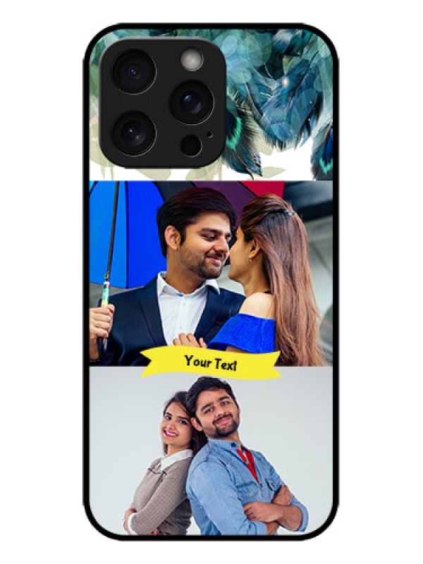 Custom iPhone 15 Pro Max Custom Metal Phone CaseImage With Boho Peacock Feather Design