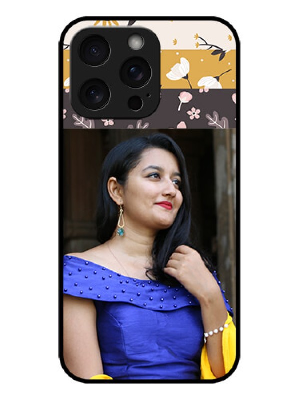 Custom iPhone 15 Pro Max Custom Metal Phone CaseStylish Floral Design