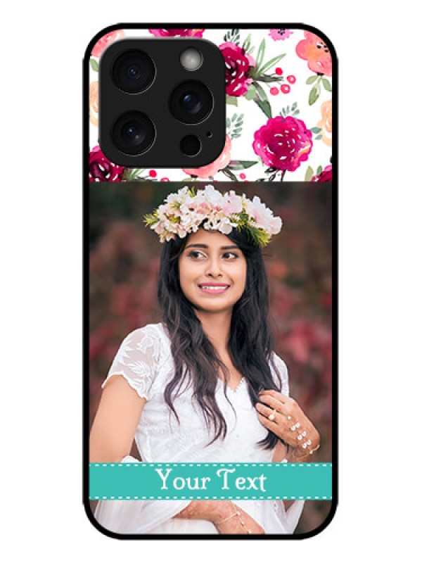 Custom iPhone 15 Pro Max Custom Metal Phone CaseWater Colors Floral Design