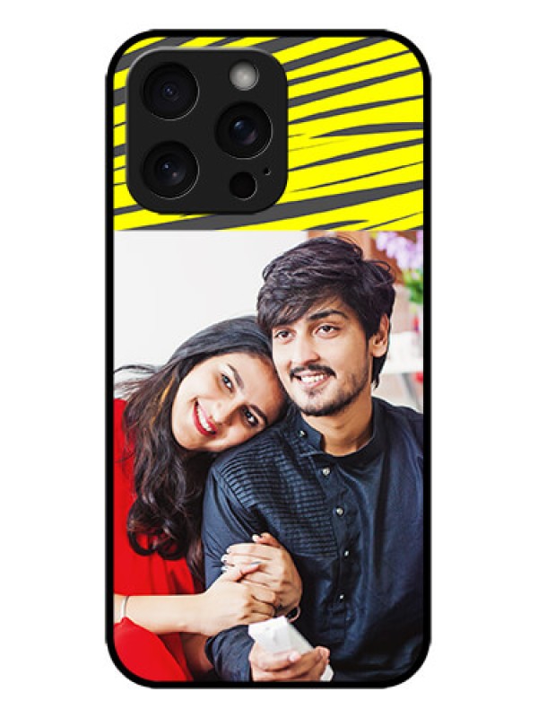 Custom iPhone 15 Pro Max Custom Metal Phone CaseYellow Abstract Design