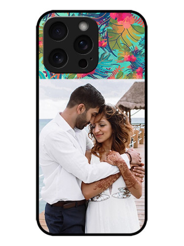 Custom iPhone 15 Pro Max Custom Metal Phone CaseWatercolor Floral Design