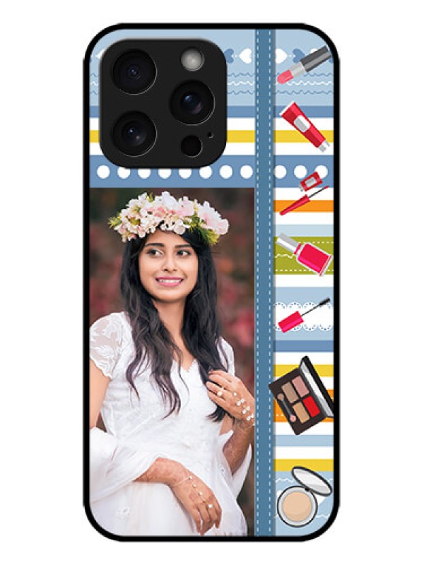 Custom iPhone 15 Pro Max Custom Metal Phone CaseMakeup Icons Design