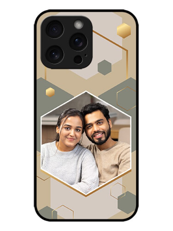 Custom iPhone 15 Pro Max Custom Metal Phone CaseStylish Hexagon Pattern Design