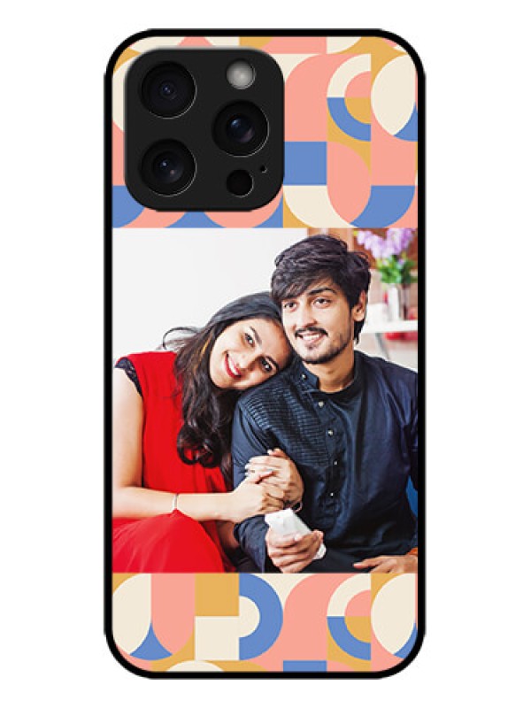 Custom iPhone 15 Pro Max Custom Metal Phone CaseSemi - Circle Maze Pattern Design