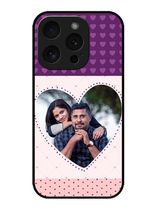 Custom iPhone 15 Pro Custom Metal Phone CaseViolet Love Dots Design