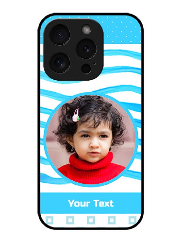 Custom iPhone 15 Pro Custom Metal Phone CaseSimple Blue Case Design