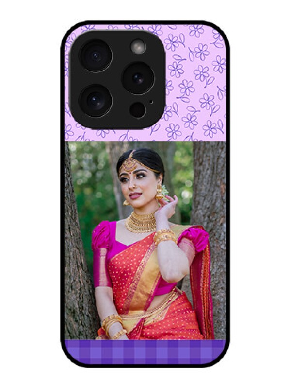 Custom iPhone 15 Pro Custom Metal Phone CasePurple Floral Design