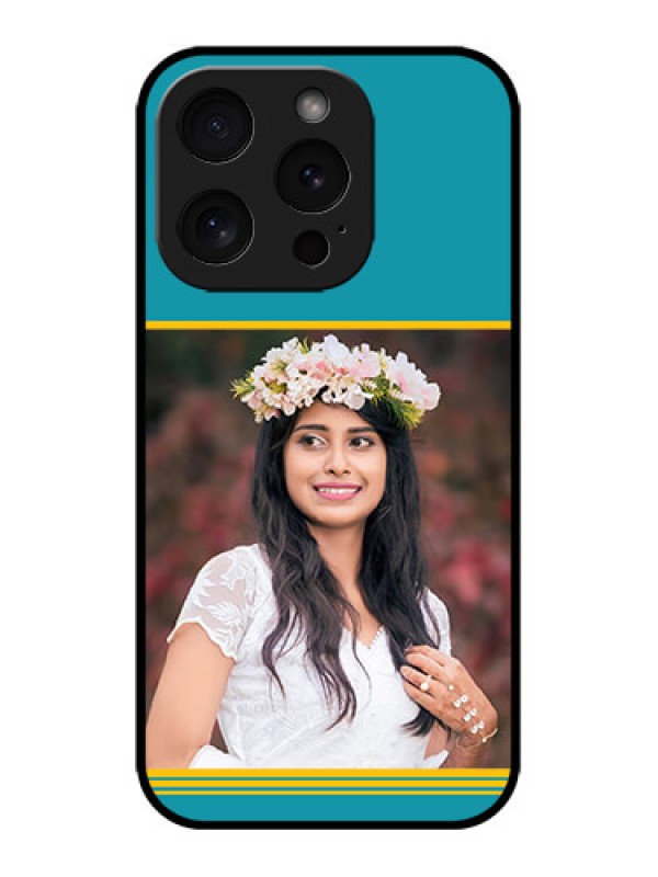 Custom iPhone 15 Pro Custom Metal Phone CaseYellow and Blue Design