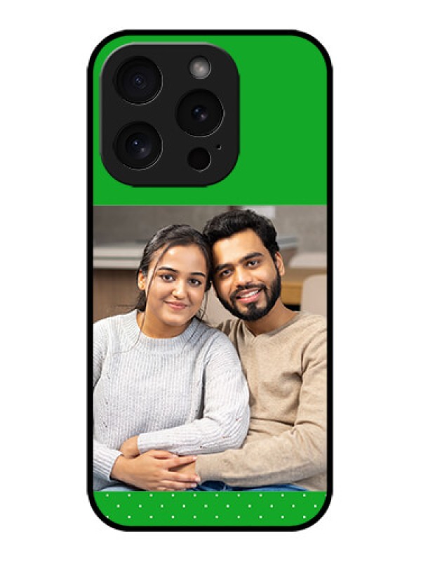 Custom iPhone 15 Pro Custom Metal Phone CaseGreen Pattern Design