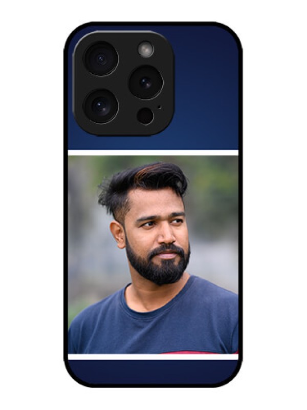 Custom iPhone 15 Pro Custom Metal Phone CaseSimple Royal Blue Design