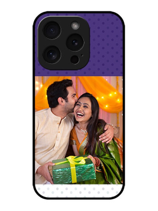 Custom iPhone 15 Pro Custom Metal Phone CaseViolet Colored Pattern Design