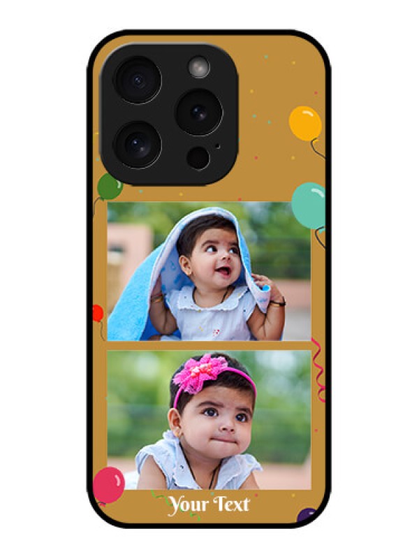 Custom iPhone 15 Pro Custom Metal Phone CaseImage Holder With Birthday Celebrations Design