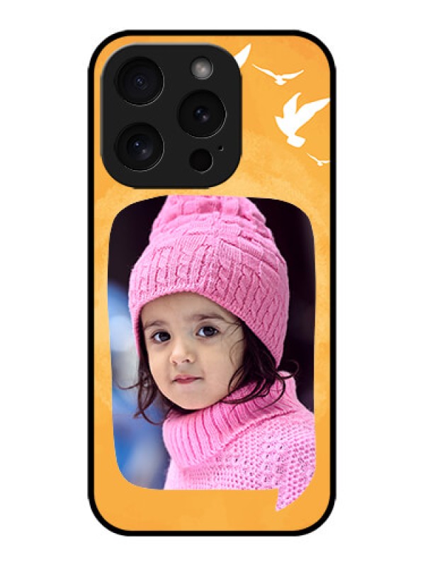 Custom iPhone 15 Pro Custom Metal Phone CaseWater Color Design With Bird Icons