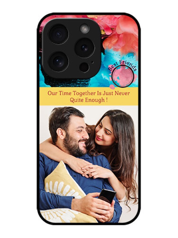 Custom iPhone 15 Pro Custom Metal Phone CaseQuote With Acrylic Painting Design