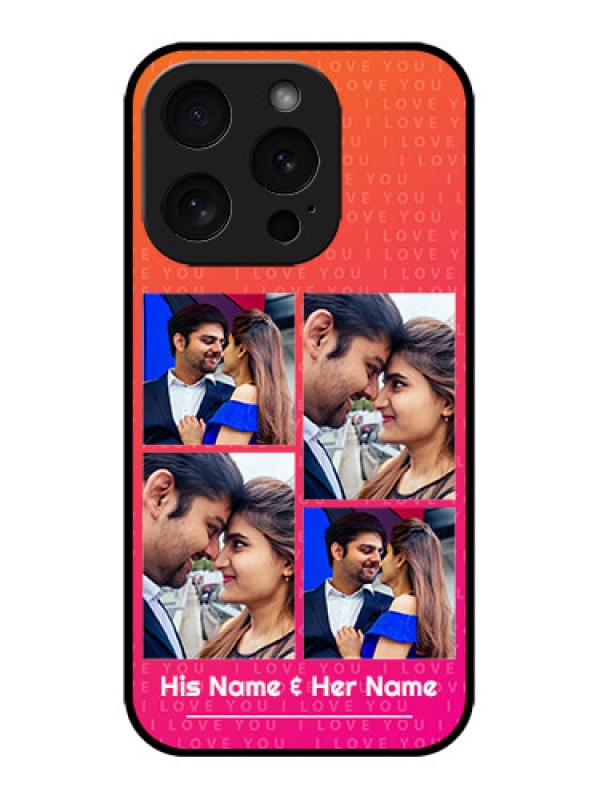 Custom iPhone 15 Pro Custom Metal Phone CaseI Love You Pink Design