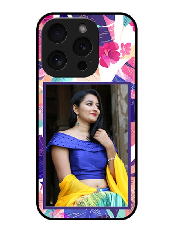 Custom iPhone 15 Pro Custom Metal Phone CaseAbstract Floral Design