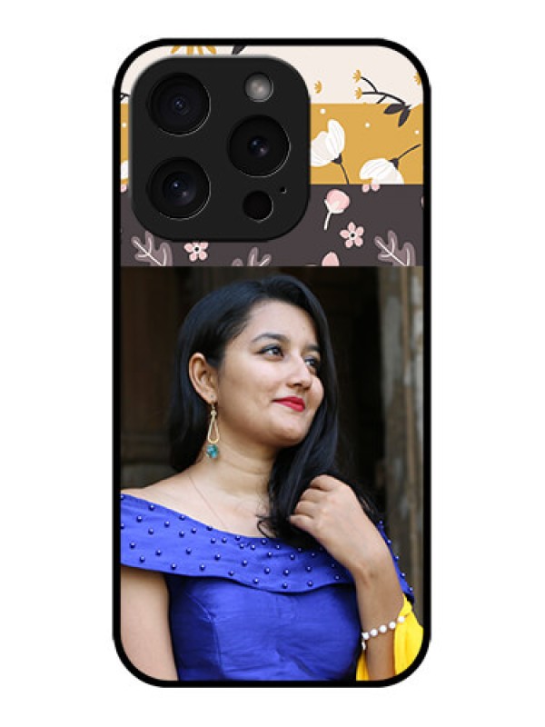 Custom iPhone 15 Pro Custom Metal Phone CaseStylish Floral Design