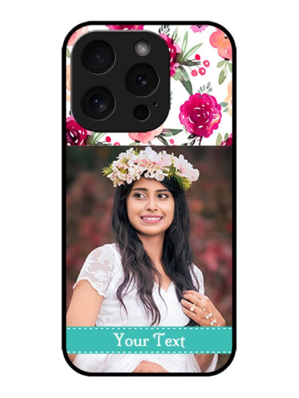 Custom iPhone 15 Pro Custom Metal Phone CaseWater Colors Floral Design