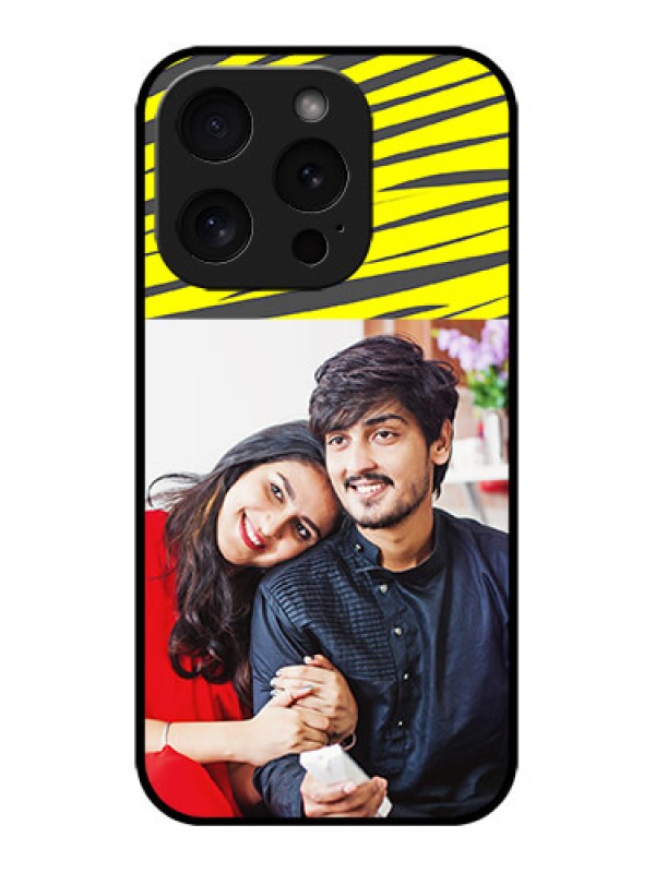 Custom iPhone 15 Pro Custom Metal Phone CaseYellow Abstract Design