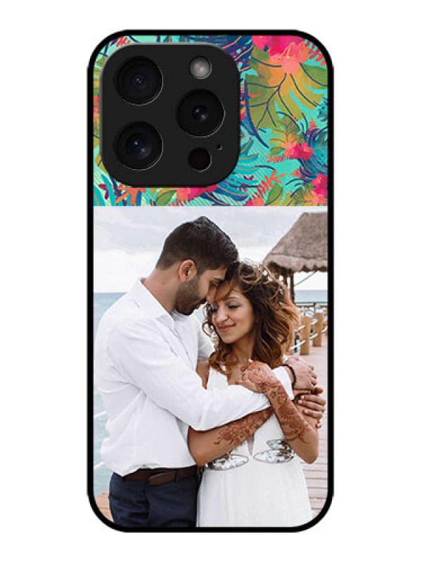 Custom iPhone 15 Pro Custom Metal Phone CaseWatercolor Floral Design