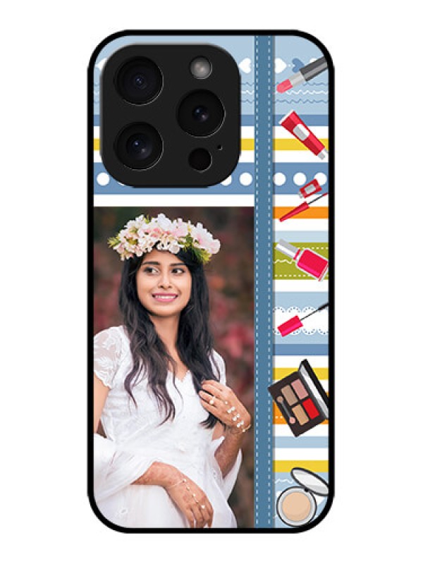 Custom iPhone 15 Pro Custom Metal Phone CaseMakeup Icons Design