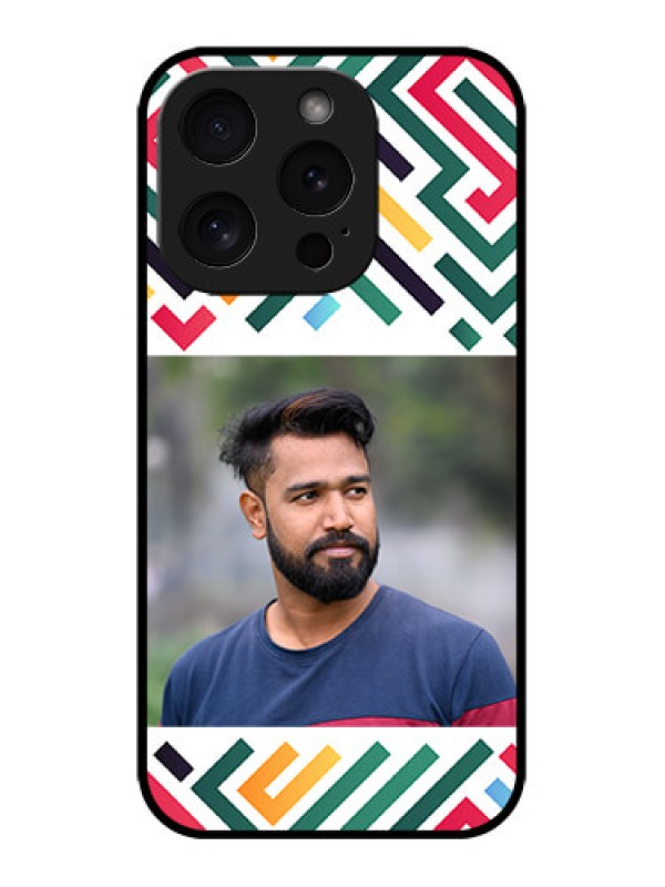 Custom iPhone 15 Pro Custom Metal Phone CaseColorful Maze Pattern Design